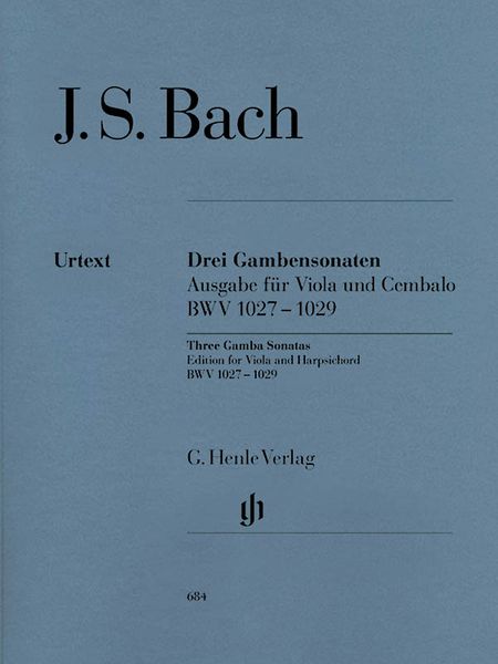 Three Gamba Sonatas In G, D, G Minor, BWV 1027-1029 : Edition For Viola and Harpsichord.