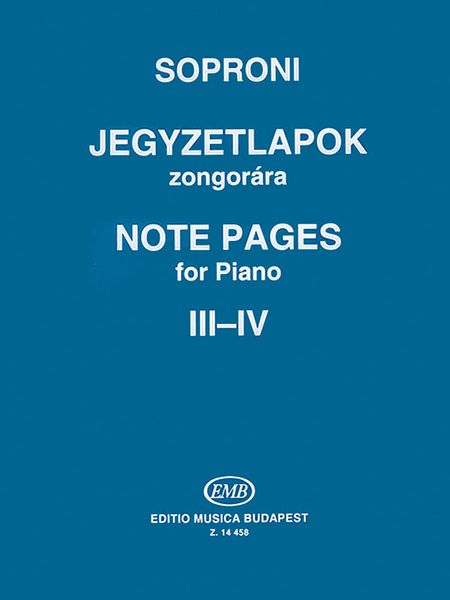 Note Pages : For Piano - Volumes 3-4.