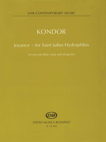 Joyance-For Saint Julius Hydrophilos : For Piccolo/Flute, Harp and String Trio (1999).