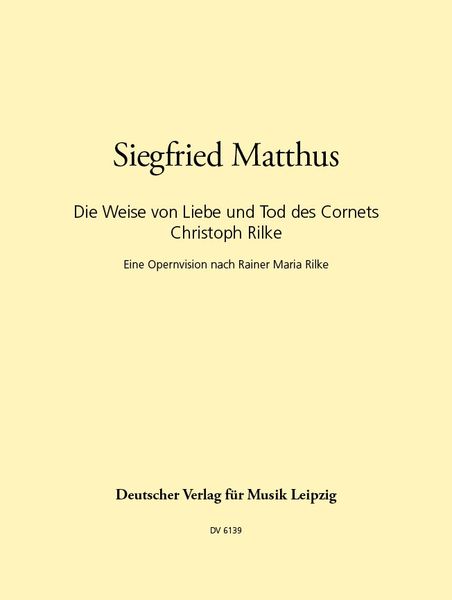 Wiese Von Liebe und Tod Des Cornets Christoph Rilke.