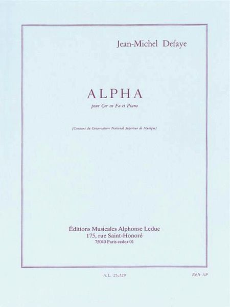 Alpha : Pour Cor En Fa Et Piano.