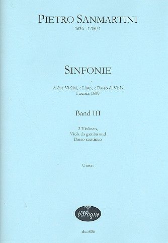 Sinfonie A Due Violine, E Liuto, E Basso Di Viola (Firenze 1688) : Band 3.