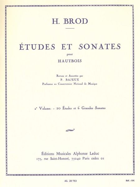 Etudes Et Sonates, Vol. 2 : 20 Etudes Et 6 Grandes Sonates For Oboe.