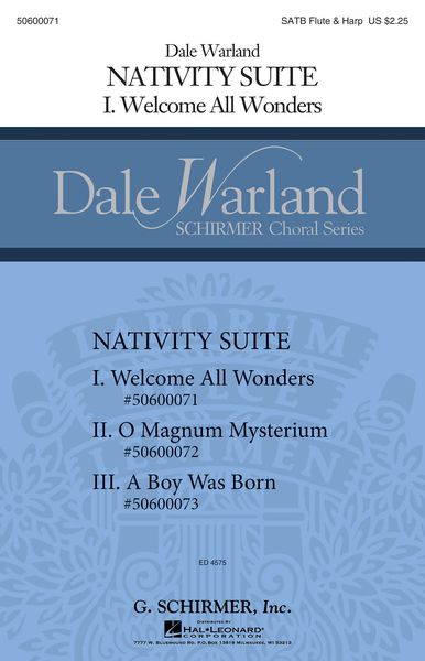 Welcome All Wonders, Nativity Suite No. 1 : For SATB With Flute and Harp.