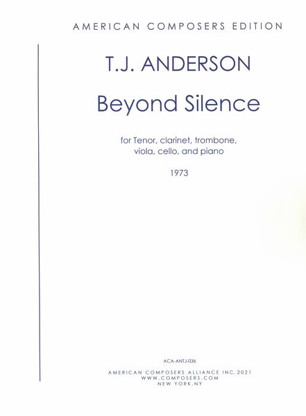 Beyond Silence : For Tenor, Clarinet, Trombone, Viola, Violoncello and Piano (1973).