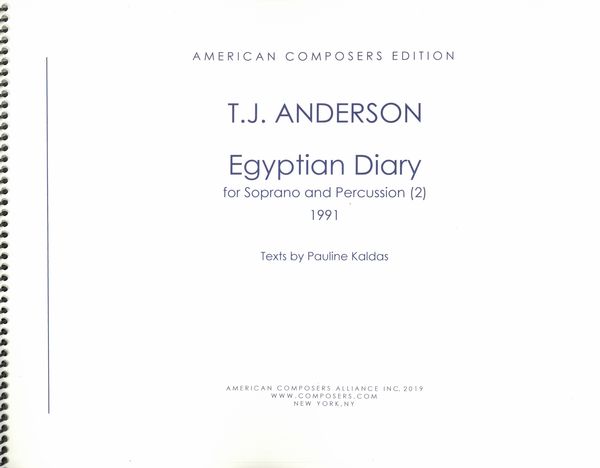 Egyptian Diary : For Soprano and Percussion (2) (1991).