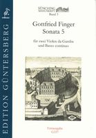 Sonata 5 : Für Zwei Violen Da Gamba und Basso Continuo / Ed. Günter and Leonore von Zadow.