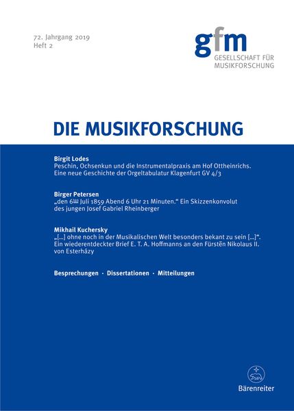 Die Musikforschung, Heft 2/2019.