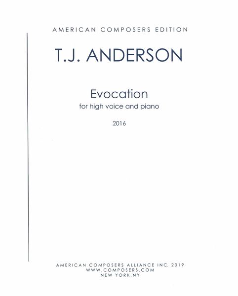 Evocation : For High Voice and Piano (2016).