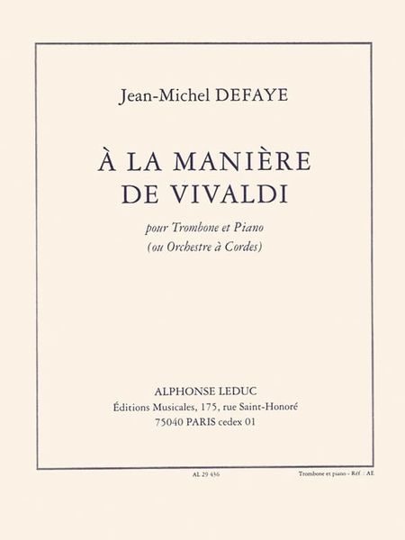 A La Maniere De Vivaldi : Pour Trombone et Piano.