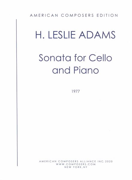 Sonata : For Cello and Piano (1977).