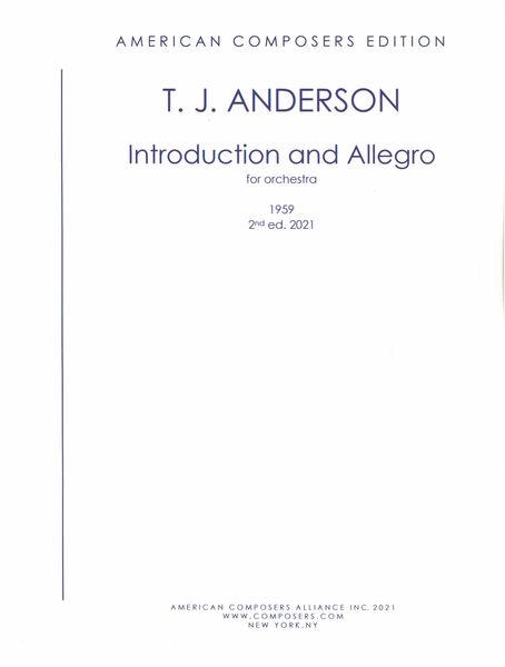 Introduction and Allegro : For Orchestra (1959, 2nd Edition 2021).