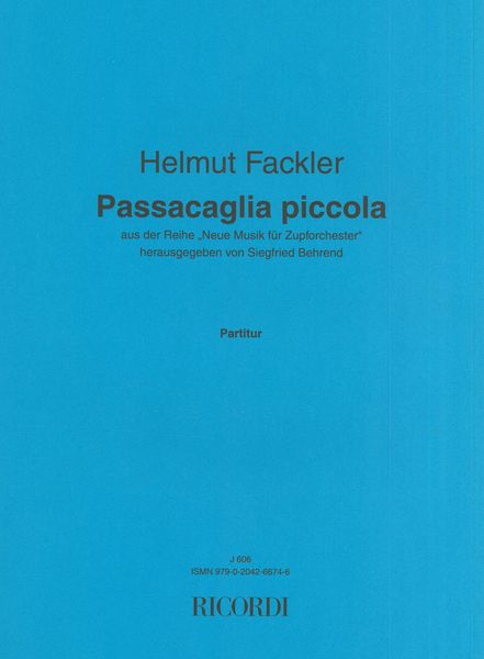 Passacaglia Piccola : Für Zupforchester.