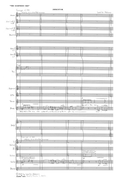 The Righteous Man: Cantata To The Memory of Dr. Martin Luther King : SATB Divisi and Orchestra (1985).