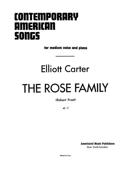 Rose Family : For Voice And Piano.