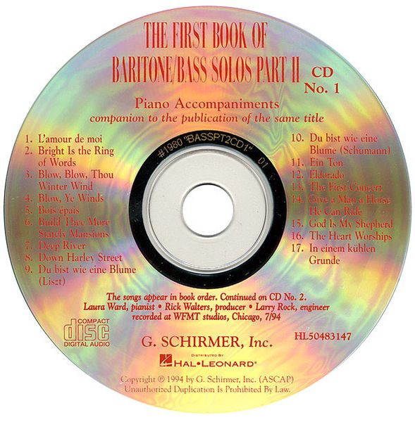 First Book Of Baritone/Bass Solos, Part 2 : CDs Only / Ed. by Joan Frey Boytim.