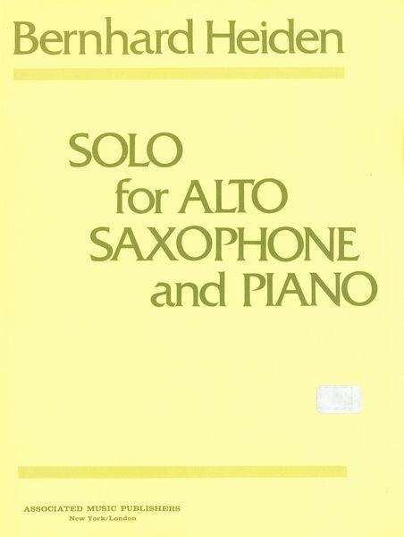 Solo : For Alto Saxophone and Piano.