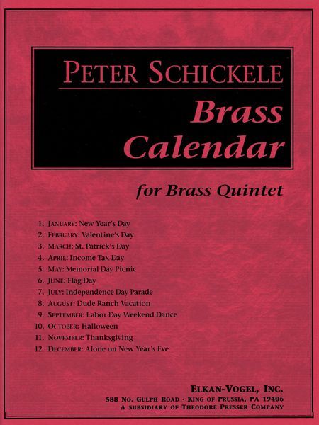 Brass Calendar : For Brass Quintet (1993).