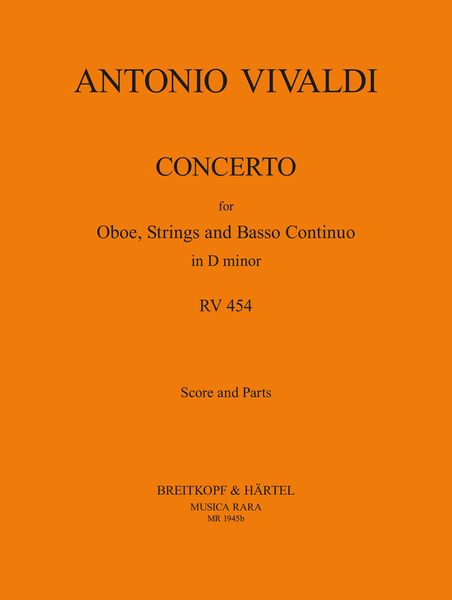 Concerto In D Minor : For Oboe, Strings and Basso Continuo.