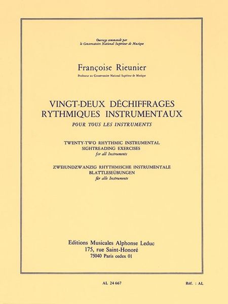 Vingt-Deux Dechiffrages Rythmiques Instrumentaux : Pour Tous Les Instruments.