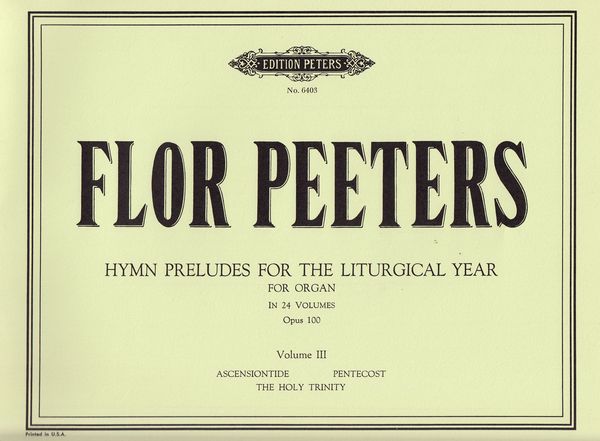 Hymn Preludes For The Liturgical Year : For Organ. Vol. 3.