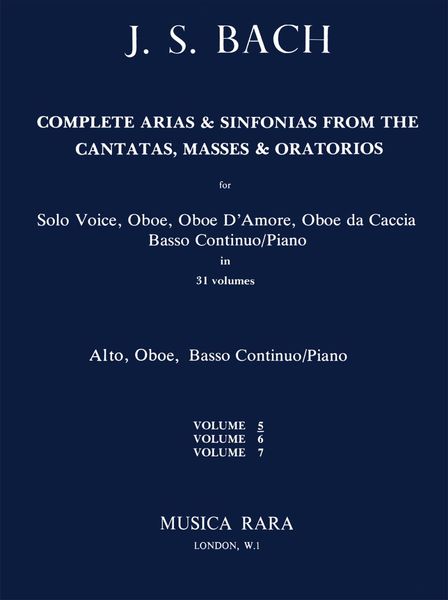 Complete Arias From The Cantatas, Masses & Oratorios : For Voice, Oboe & Piano - Vol. 5 (Alto).