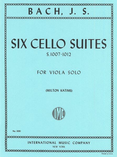 Six Cello Suites : For Viola / arranged by Katims.