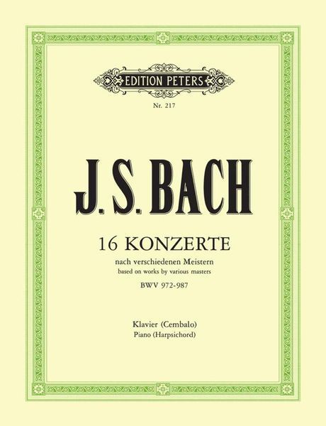 Concerti After Other Composers (16), Complete In 1 Vol. : For Keyboard.