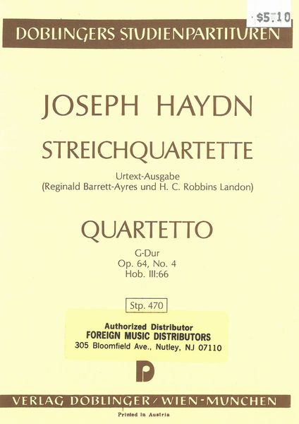 Quartetto Op. 64/4, G-Dur, Hob. III:66.