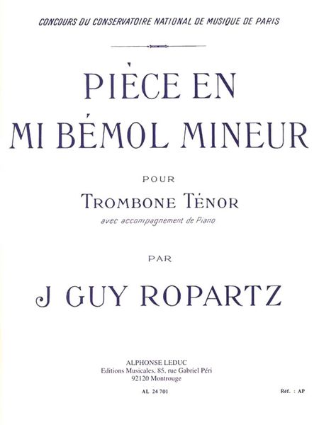 Piece En Mi Bemol : For Tenor Trombone and Piano.