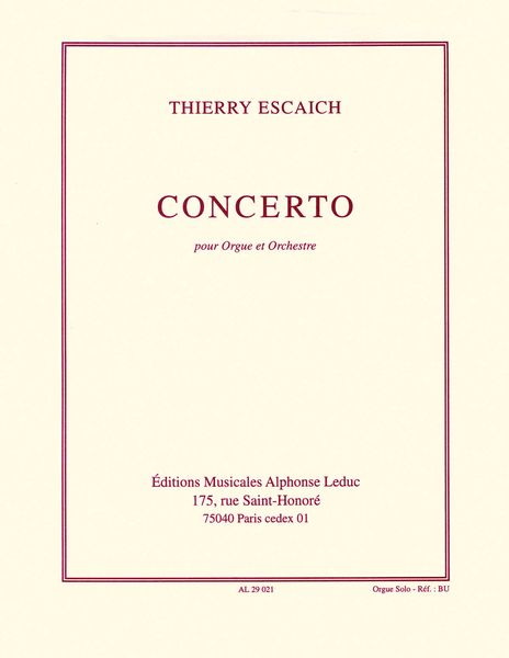 Concerto : For Organ and Orchestra - Organ Solo Version.