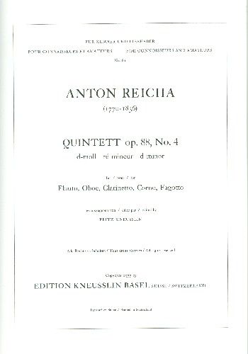 Quintet, Op. 88/4 In D Minor : For Flute, Oboe, Clarinet, Horn & Bassoon.