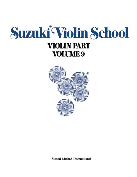 Suzuki Violin School, Vol. 9 : Violin Part.