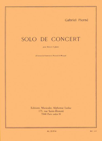 Solo De Concert, Op. 35 : For Bassoon and Piano.