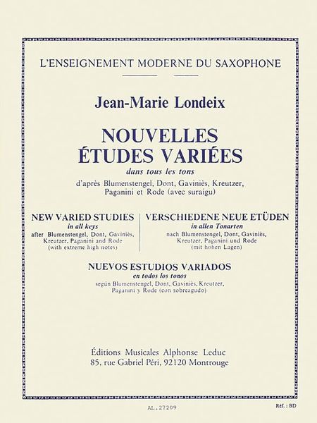 Nouvelles Etudes Variees : Dans Tous Les Tons : Pour Saxophone.