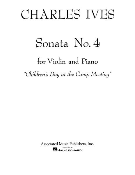 Sonata No. 4 - Children's Day At The Camp : For Violin and Piano.