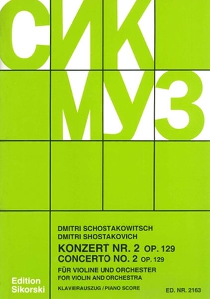 Violin Concerto No. 2, Op. 129 : reduction For Violin and Piano.