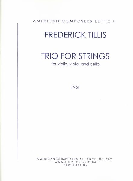 Trio For Strings : For Violin, Viola and Cello (1961).