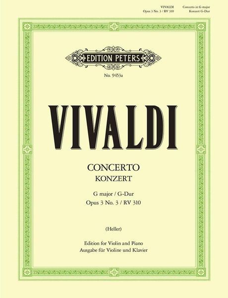 Concerto For Violin and Piano, Op. 3 No. 3 RV 310/P 96.