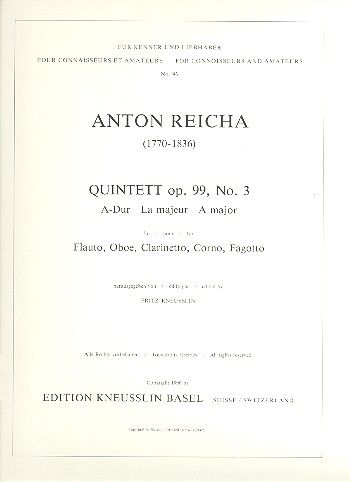 Quintet, Op. 99/3 : For Flute, Oboe, Clarinet, Horn & Bassoon.