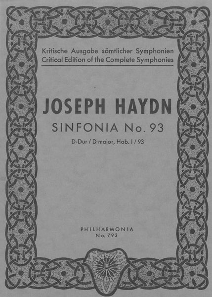 Symphony No. 93 In D Major / Ed. by H. C. Robbins Landon.