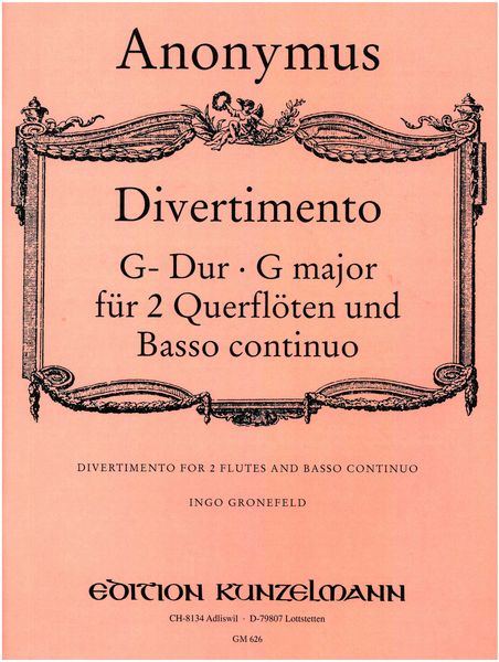 Divertimento In G Major : For Two Flutes and Basso Continuo / edited by Ingo Gronefeld.