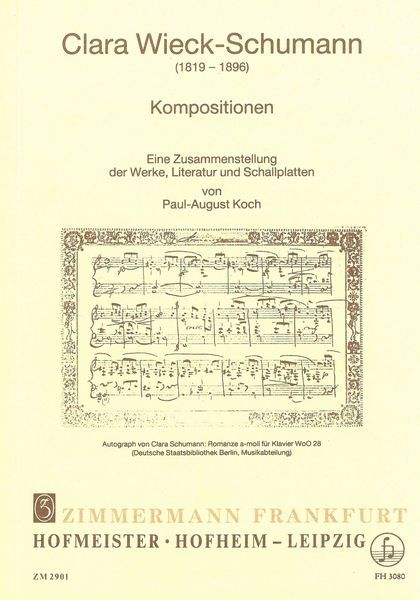 Clara Wieck-Schumann, (1819-1896) : Kompositionen.