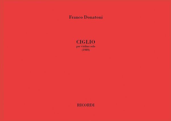 Ciglio : For Violin (1989) / Please Supply Print On Demand.