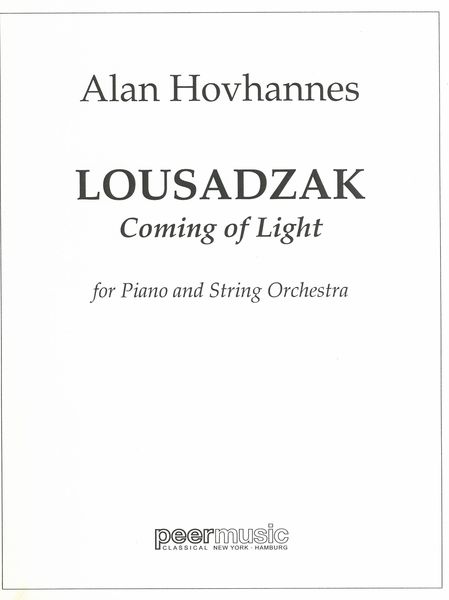 Lousadzak (Coming Of Light) For Piano & String Orchestra - reduction For 2 Pianos, Four Hands.