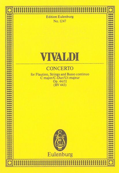 Concerto In C Major, Op. 33, No. 11 : For Recorder, Strings, and Orchestra.