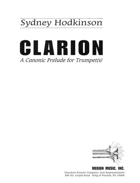 Clarion : A Canonic Prelude For Trumpet(s) (1985).