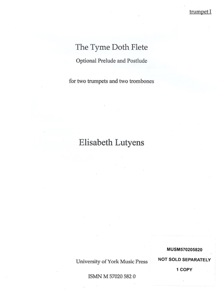 Tyme Doth Flete, Op. 70 : For Trumpet Duet Or Trombone Duet.