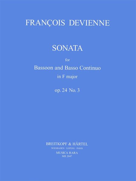 Sonata In F Major, Op. 24 No. 3 : For Bassoon and Continuo / edited by Klaus Hubmann.