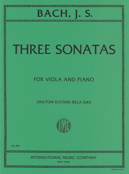 Three Viola Da Gamba Sonatas, S. 1027, 1028, And 1029 : Arranged For Viola And Piano.